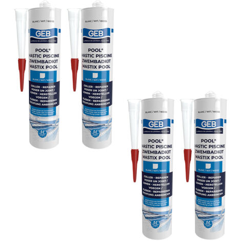 Lot de 4 Mastics piscine POOL qualité professionnelle BLANC 290 ml - GEB