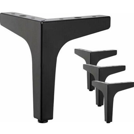 Lot de 4 meubles en métal noir de 10 cm - Pour armoire, canapé, table basse, meuble TV et autres pieds de meubles