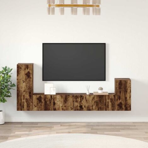 Lot de 4 Meubles TV - Armoire Télévision Moderne  Banc TV Chêne fumé Bois d'ingénierie -FR13227