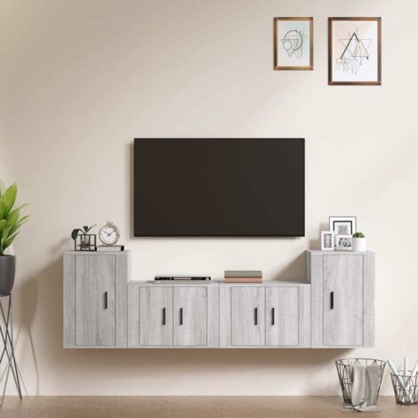 Lot de 4 Meubles TV - Armoire Télévision Moderne  Banc TV Sonoma gris Bois d'ingénierie -FR70268