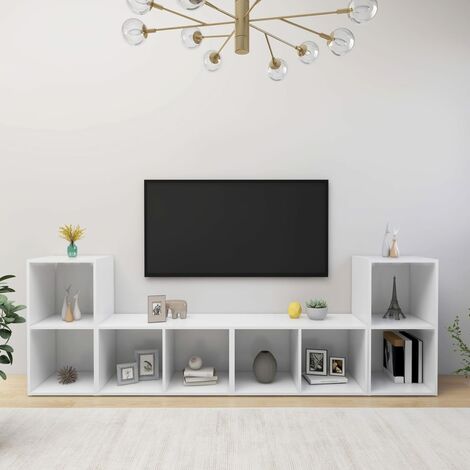 Lot de 4 Meubles TV Mondernes Banc TV de Salon Blanc 72x35x36,5 cm Aggloméré -FR86583
