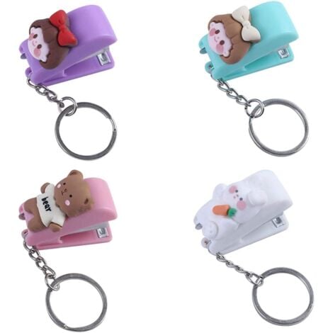 Lot de 4 mini agrafeuses en plastique,fournitures scolaires et de bureau, multicolores, 3,9 x 1,6 x 2,7 cm（sans ongles） Ephé