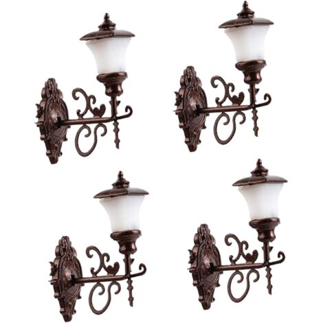 Lot De 4 Mini Appliques Murales Lumineuses Miniature en Cuivre Ancien LED -