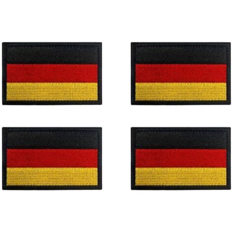 Lot de 4 mini écussons brodés avec velcro - Motif drapeau de l'Allemagne - Pour vêtements, sacs, sac à dos, uniforme - Gilet pour chien, harnais pour chien, militaire, tactique, extérieur - Jersey - 8