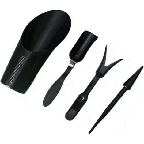 Lot de 4 mini outils de jardin pour l'entretien des plantes d'intérieur, cuillère en plastique et kit de transplantation, pelle à rempotage pour plantes grasses avec seau et pelle à bonsaï, outils à