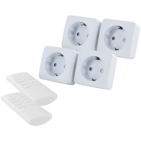 Lot de 4 mini prises Schuko On/Off + 2 télécommandes - Chacon