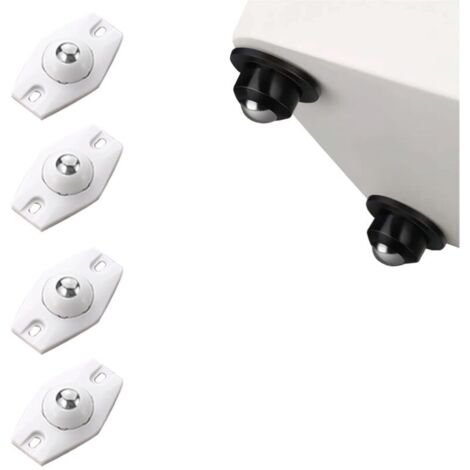 Lot de 4 mini roulettes adhésives blanches – Roulettes coulissantes universelles – (avec 1 bille de roulement en acier inoxydable)