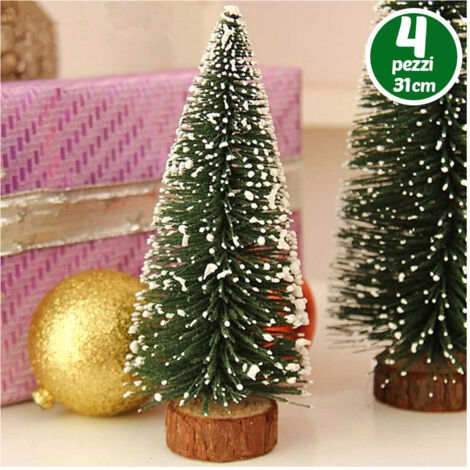 Lot De 4 Mini Sapins De Noël Enneigés 31cm Décorations Décorations De Noël