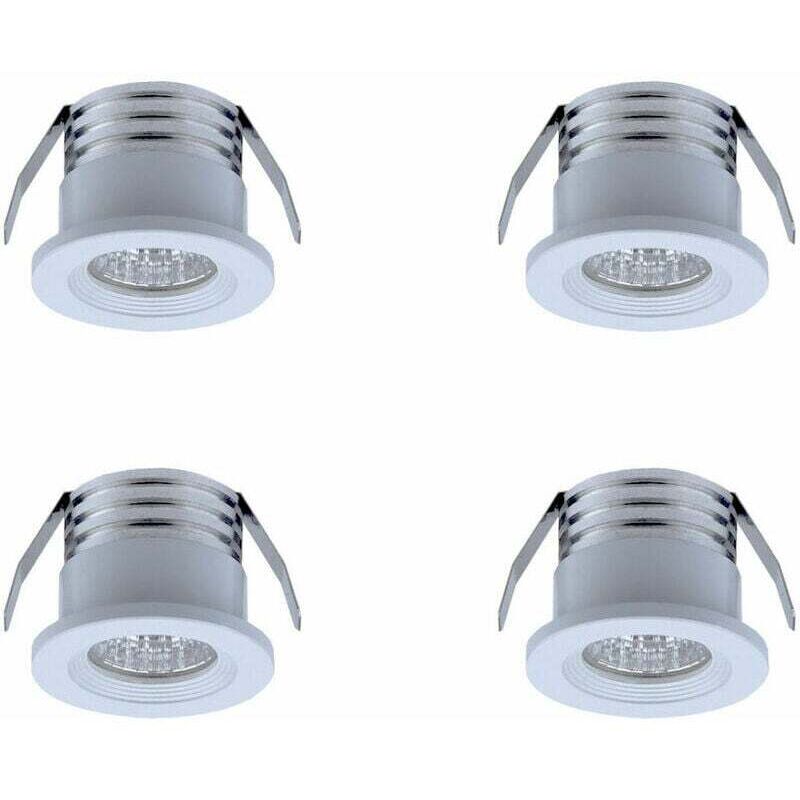 Alovez – Lot de 4 mini spots LED encastrables 3W – Lumière chaude 3000K – Aluminium et verre – Angle 20-30° – IP22 pour intérieur