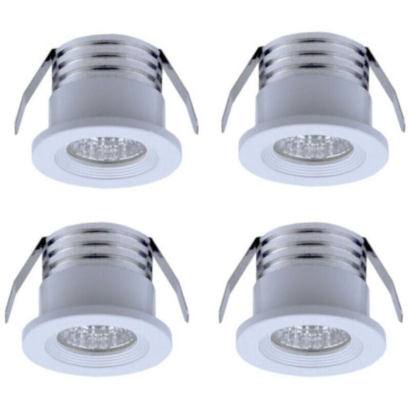 Lot de 4 mini spots LED encastrables, 3 W, blanc chaud Blanc