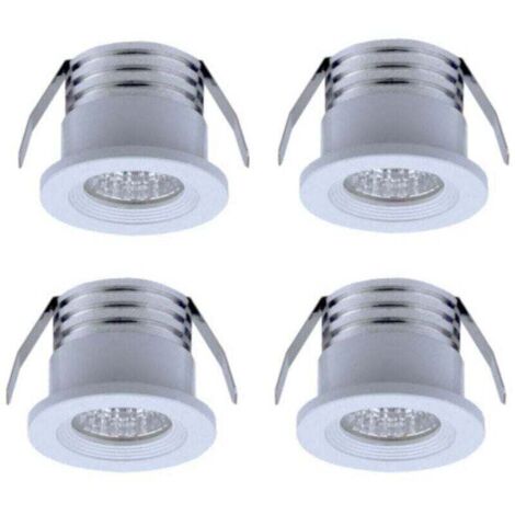 Lot de 4 mini spots LED encastrables, 3 W, blanc chaud Blanc