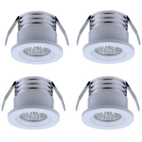 Lot de 4 mini spots LED encastrables, 3 W, blanc chaud Blanc