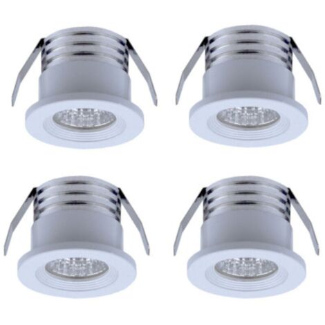 Lot de 4 mini spots LED encastrables, 3 W, blanc chaud Blanc