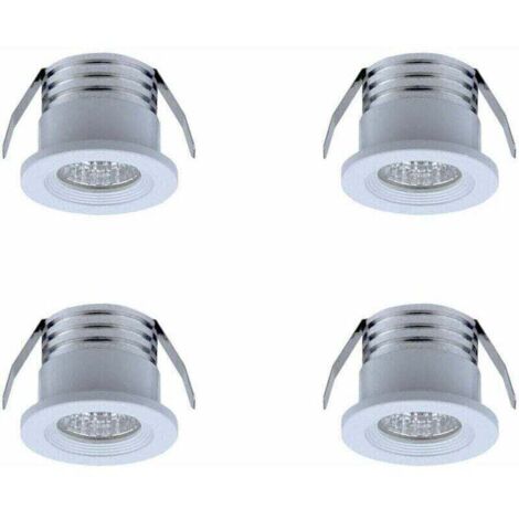 Lot de 4 mini spots LED encastrables, 3 W, blanc chaud Blanc