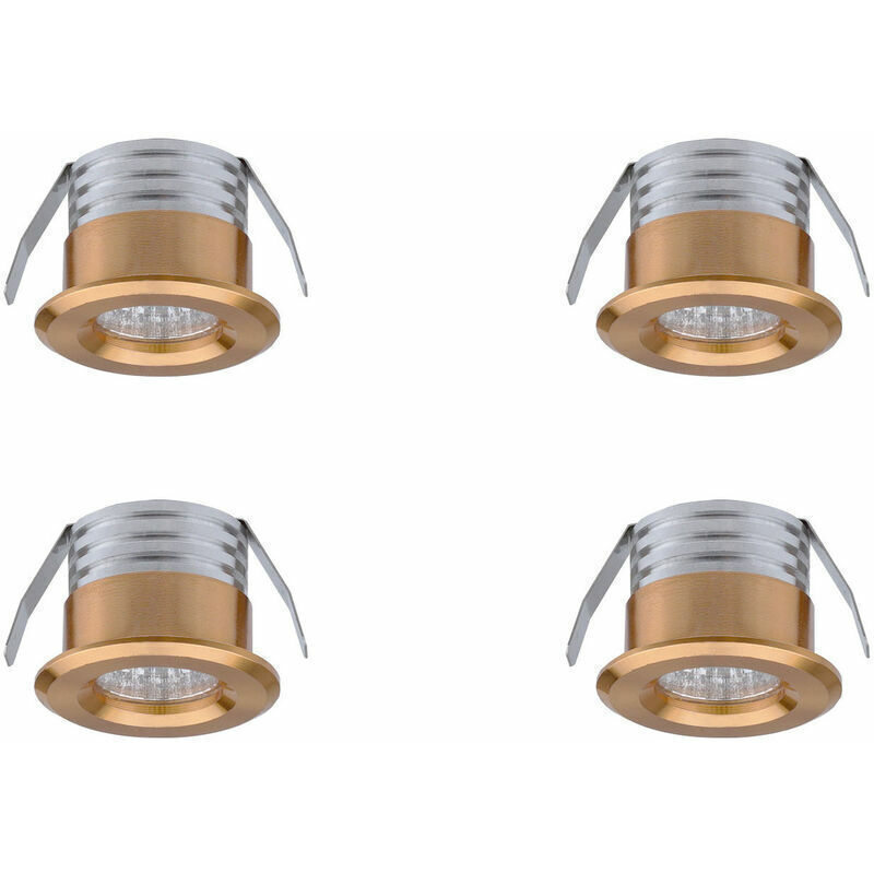 Lot de 4 mini spots LED encastrables, 3 W, blanc chaud or