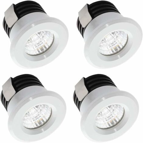 Lot de 4 mini spots LED encastrables 3 W blanc chaud, mini spot LED pour vitrine, éclairage de plaque minéralogique Incl.Seperated Transformateur