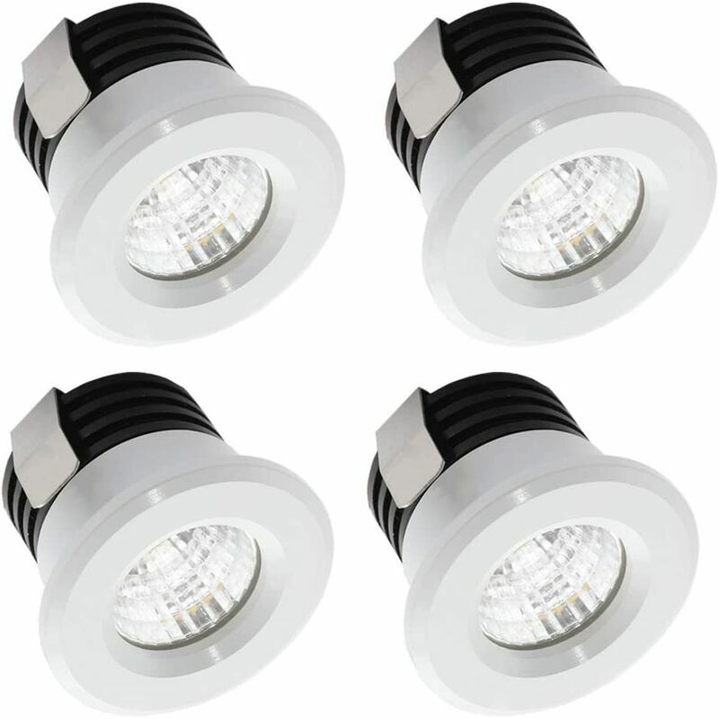 Lot de 4 mini spots LED encastrables 3 W blanc chaud, mini spots LED pour vitrine, station d'intérieur, éclairage de plaque de plâtre inclus