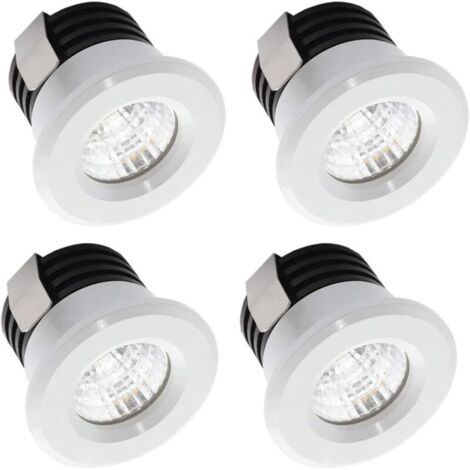 Lot de 4 mini spots LED encastrables 3 W blanc chaud, mini spots LED pour vitrine, station d'int&eacuterieur, &eacuteclairage de plaque de pl&acirctre inclus