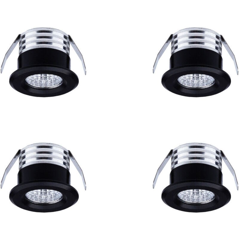 Lot de 4 mini spots LED encastrables, 3 W, blanc chaud noir
