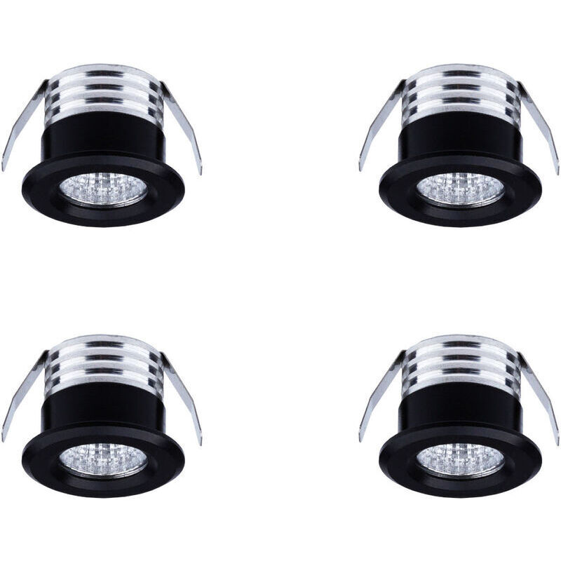 Lot de 4 mini spots LED encastrables, 3 W, blanc chaud noir