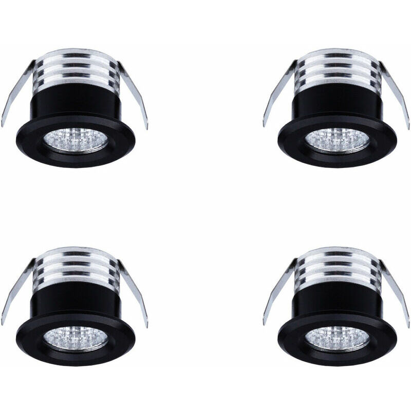 Start - Lot de 4 mini spots led encastrables, 3 w, blanc chaud noir
