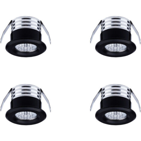 Lot de 4 mini spots LED encastrables, 3 W, blanc chaud noir