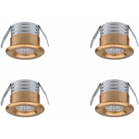 Lot de 4 mini spots LED encastrables, 3 W, blanc chaud or