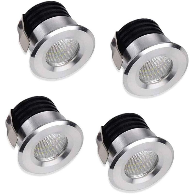 Lot de 4 mini spots LED encastrables, 3 W, blanc chaud, pour vitrine, station d'intérieur, éclairage de plaque de plâtre, avec transformateur