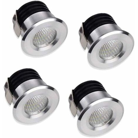Lot de 4 mini spots LED encastrables, 3 W, blanc chaud, pour vitrine, station d'intérieur, éclairage de plaque de plâtre, avec transformateur