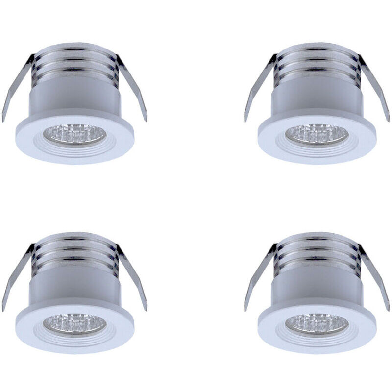 Lot de 4 mini spots LED encastrables, 3 W, lumière blanche froide Blanc