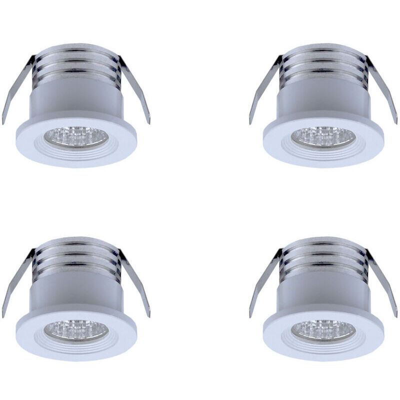 Lot de 4 mini spots LED encastrables, 3 W, lumière blanche froide Blanc