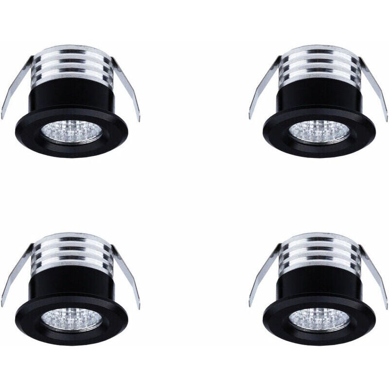Lot de 4 mini spots led encastrables, 3 w, lumière blanche froide noir