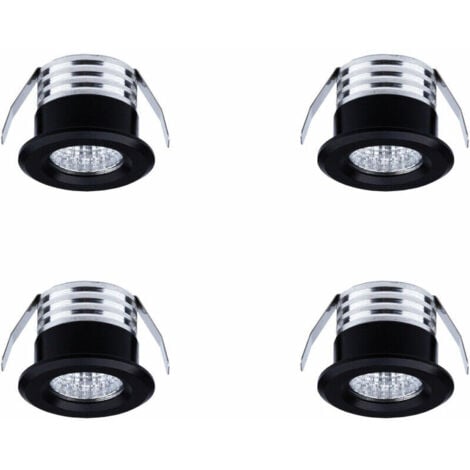 FEI YU Lot de 4 mini spots LED encastrables, 3 W, lumière blanche froide noir