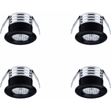 Lot de 4 mini spots LED encastrables, 3 W, lumière blanche froide noir