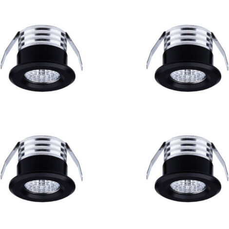Lot de 4 mini spots LED encastrables, 3 W, Lumière neutre noir