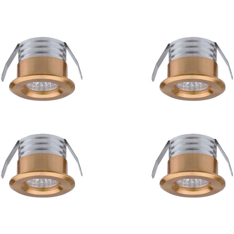 Lot de 4 mini spots led encastrables, 3 w, lumière neutre Doré