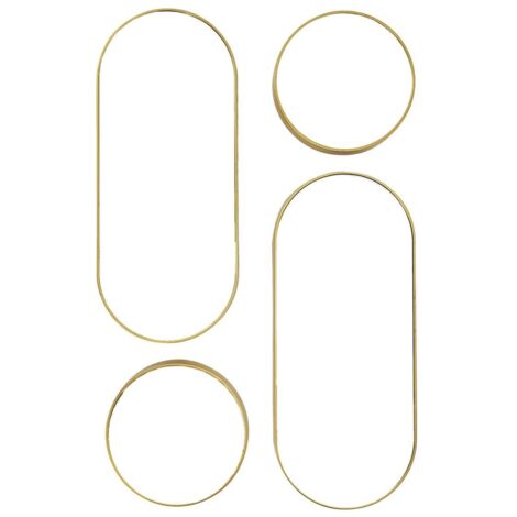 Lot de 4 Miroirs Muraux Décoratifs Rond et Ovale Versa Doré