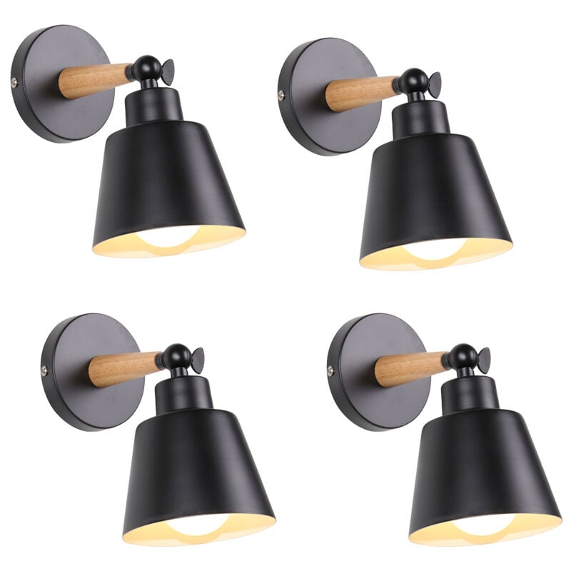 Lot de 4 Moderne Applique Murale Intérieur Cage en Métal E27 Plafonnier en Métal Design Macaron Noir