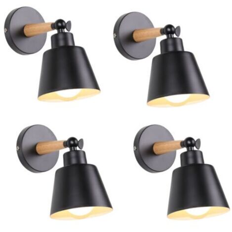 Lot de 4 Moderne Applique Murale Intérieur Cage en Métal E27 Plafonnier en Métal Design Macaron Noir