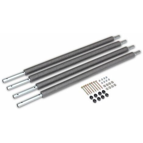 Lot de 4 montants inférieurs pour filet de sécurité trampolines 305 à 490cm. vis. écrous. entretoises et rondelles
