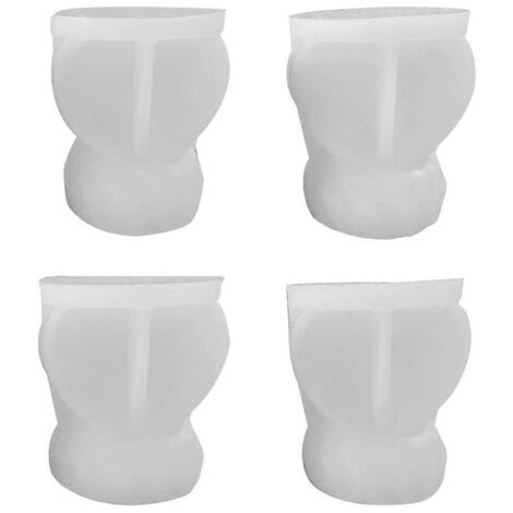 Lot de 4 moules cylindriques 3D en silicone pour la fabrication de bougies artisanales.
