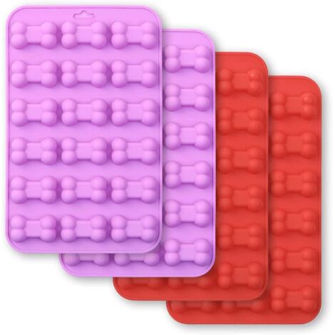 lot De 4 Moules En Silicone En Forme D'os - 18 Cavits - Qualit Alimentaire - Pour Chocolat, Bonbons, Gteaux, Pudding, Gele, Friandises Pour Chien