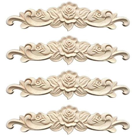 Lot de 4 moulures décoratives en bois sculpté pour meubles de cuisine, 30,7 cm