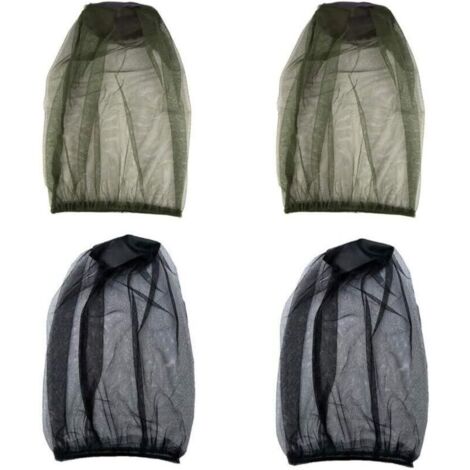 Lot de 4 moustiquaires, protège-cou, filet facial, housse de masque, housse en maille pour insectes et mouches, équipement de pêche en plein air.