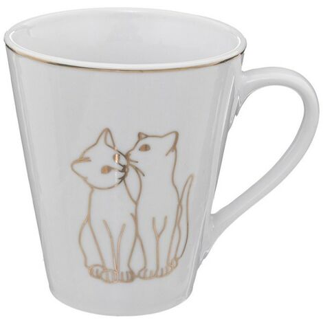 Lot de 4 mugs Chat 31 cl - Blanc
