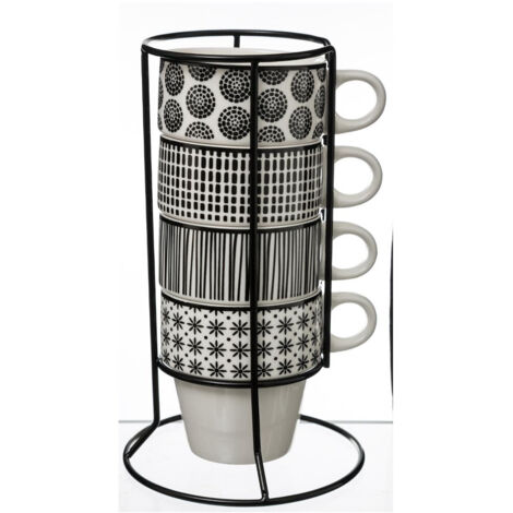 Lot de 4 mugs sur rack - Bohemia - 0.26 L - Livraison gratuite