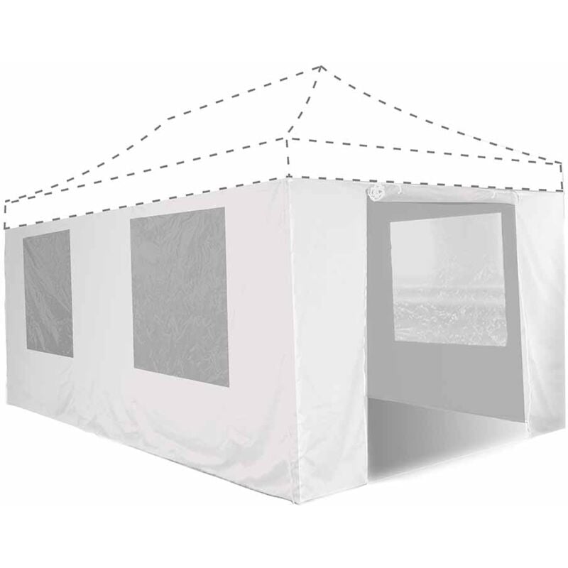 Lot de 4 murs pour tonnelle pliante 3 x 6 m - - Blanc