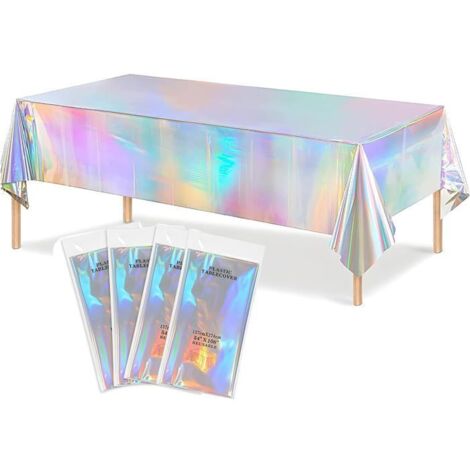 Lot de 4 nappes de fête rectangulaires, 137 x 274 cm, imperméables, pour décoration et protection de table lors de mariages.