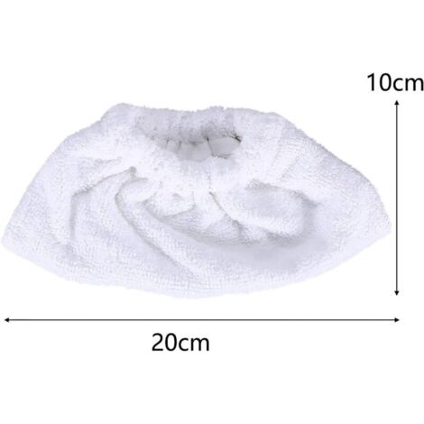 lot de 4 Nettoyage à la vapeur en microfibre pour la buse manuelle, ensemble de chiffons éponge, housse en coton éponge, compatible avec la plupart des Nettoyeur à vapeur (Blanc)