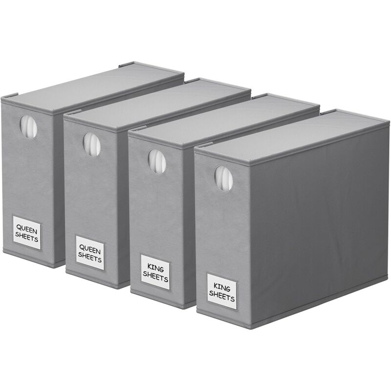 Tigrezy - Lot de 4 organiseurs de draps pliables avec fenêtre, gris